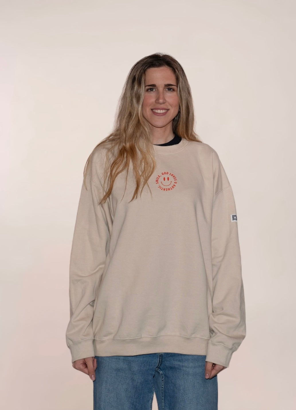 Sudadera "Smile" Beige